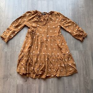 EUC Madewell Tie-Neck Tiered Mini Dress in Bloom Dot - size XS